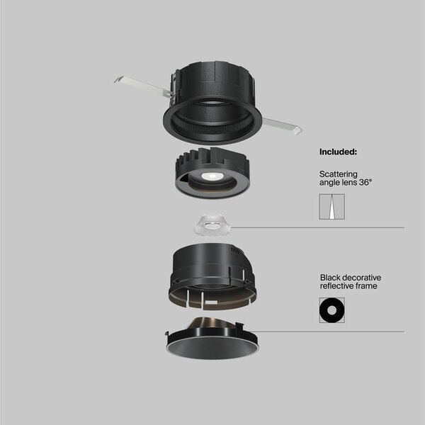 Maytoni Vestavné LED svítidlo WISE, 10W, ⌀ 8,3 cm, 3000K Barva: Černá