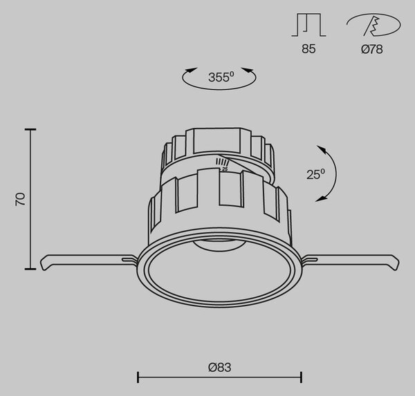 Maytoni Vestavné LED svítidlo WISE, 10W, ⌀ 8,3 cm, 3000K Barva: Černá