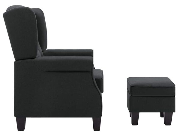 Křeslo s podnožkou tmavě šedé textil 320152