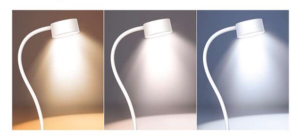 LED stolní lampička WO3001 nabíjecí s klipem, bílá