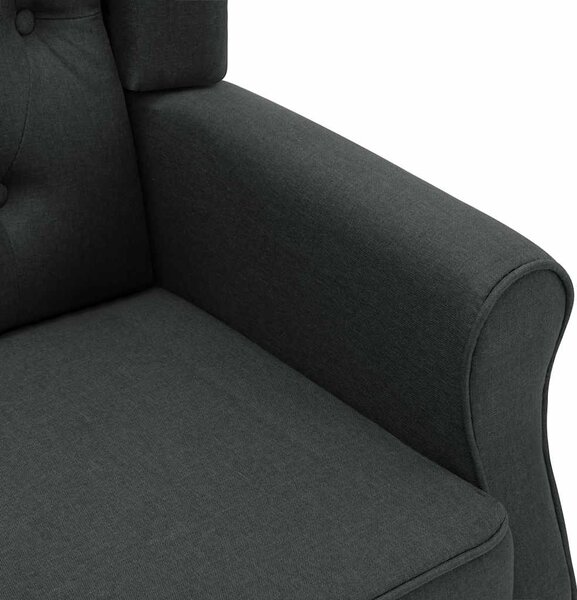 Křeslo s podnožkou tmavě šedé textil 320152