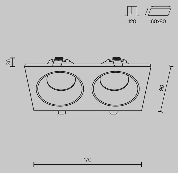 Maytoni Vestavné svítidlo ZOOM, 10W, d. 17 cm, 2xGU10, IP65 Barva: Černá