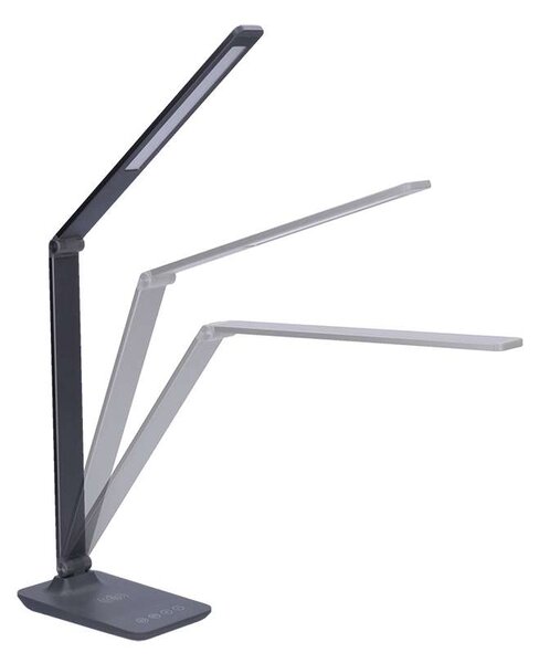 LED stolní lampička WO55-G s bezdrátovým nabíjením, šedá