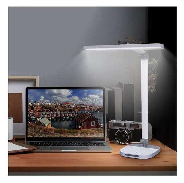 LED stolní lampička WO65 s nočním světýlkem, bílá