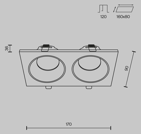Maytoni Vestavné svítidlo ZOOM, 10W, d. 17 cm, 2xGU10, IP65 Barva: Černá