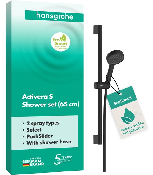 Hansgrohe Activera Select S - Sprchová souprava 95 2jet s tyčí 650 mm, EcoSmart, černá matná 28044670