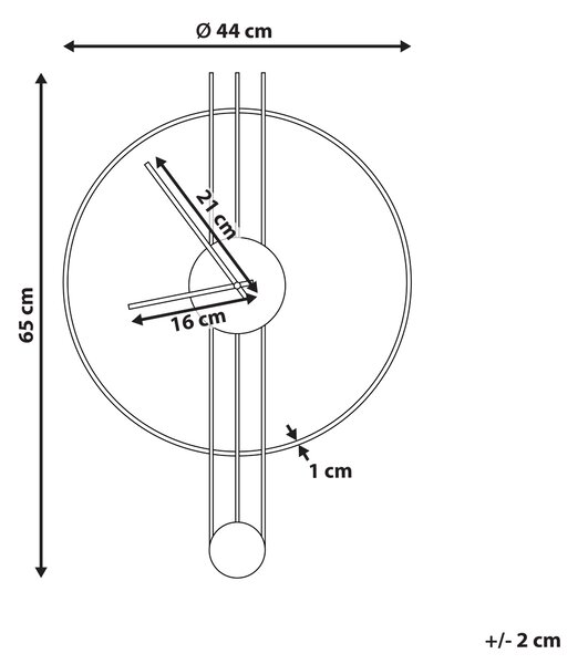 Nástěnné hodiny ANNIVIERS 44 cm Kov Černá