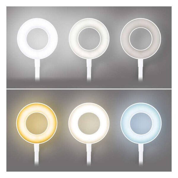 LED stolní lampička WO66 s klipem, bílá