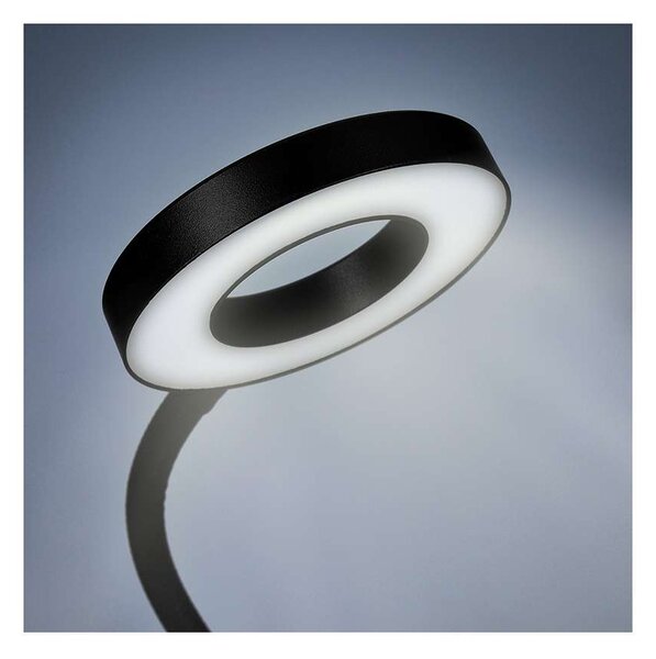 LED stolní lampička WO66 s klipem, černá