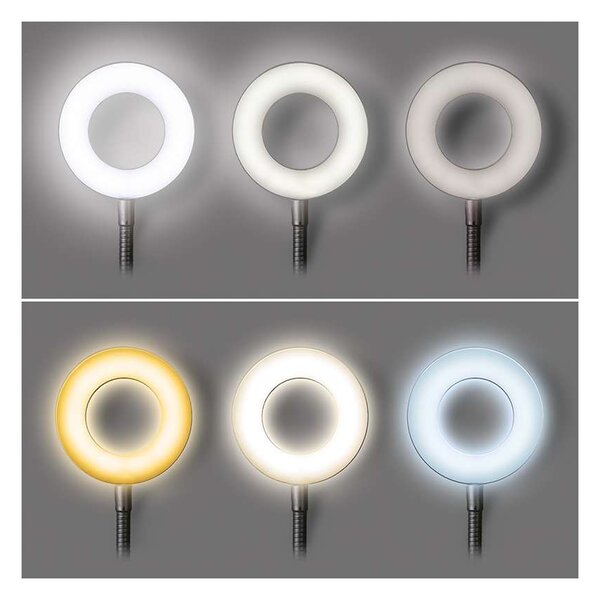LED stolní lampička WO66 s klipem, černá