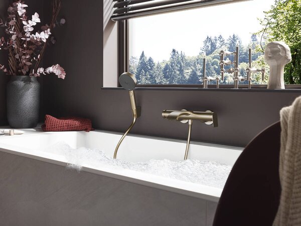 Hansgrohe Vivenis - Páková vanová baterie nástěnná, kartáčovaný bronz 75420140