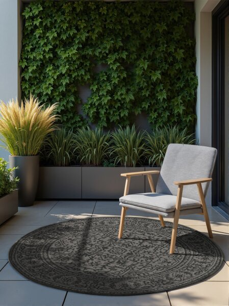 Oboustranný koberec Hanse Home Duet Kona černý / bílý kruh