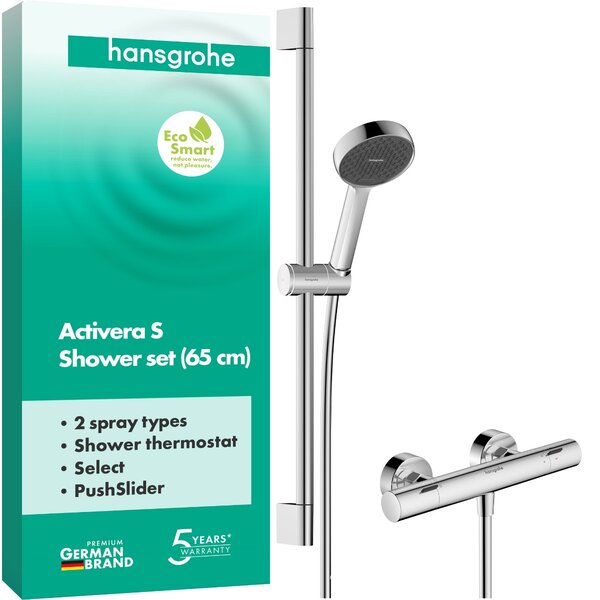 Hansgrohe Activera Select S - Sprchová souprava 95 2jet s tyčí 650 mm s termostatem Ecostat Fine, EcoSmart, chrom 28876000