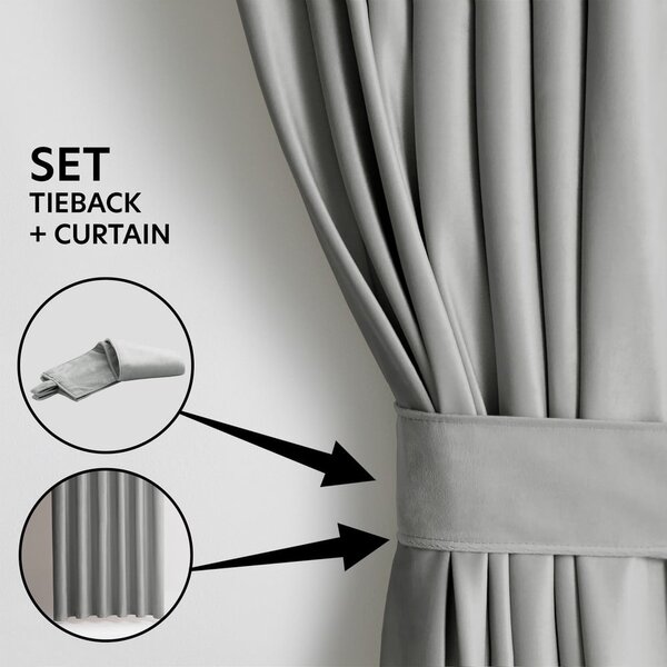 Světle šedý sametový dimout závěs 140x245 cm Eyelets – Restilo