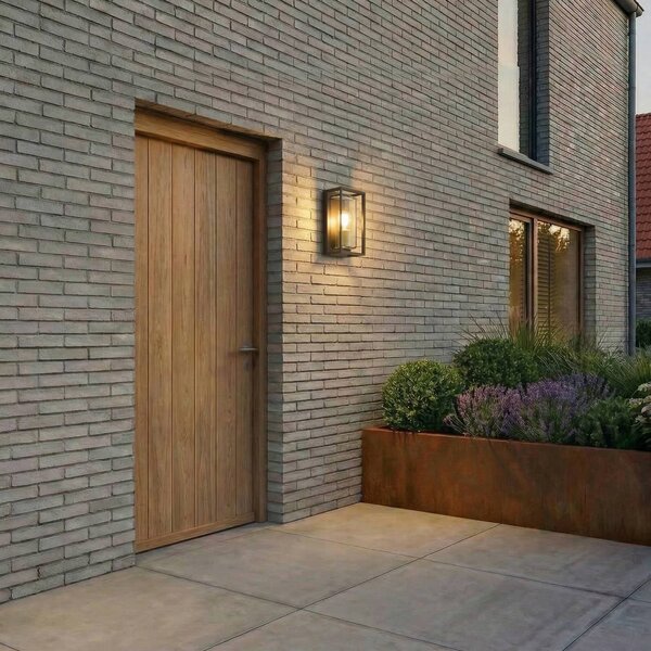 Arcchio Venkovní nástěnné svítidlo Ismera, antracit/mosaz E27, IP65, stmívatelný, Černá, Hliník, Moderní