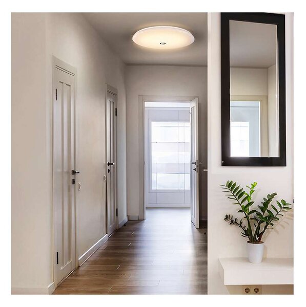LED stropní světlo Plain 3000 K - průměr 33 cm, PIR senzor, bílá