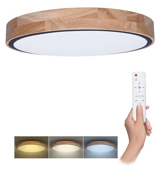 LED stropní světlo s dálkovým ovládáním Iron Oak nastavitelné - průměr 51 cm, hnědá