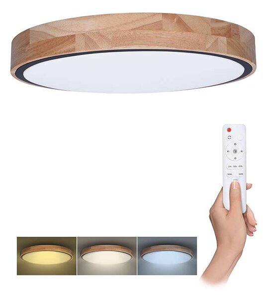 LED stropní světlo s dálkovým ovládáním Iron Oak nastavitelné - průměr 40 cm, hnědá