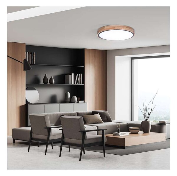 LED stropní světlo s dálkovým ovládáním Iron Oak nastavitelné - průměr 40 cm, hnědá