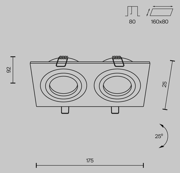 Maytoni Moderní vestavné svítidlo ATOM, 10W, d. 17,5 cm, 2xGU10 Barva: Černá