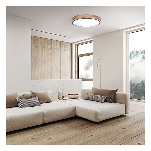 LED stropní světlo s dálkovým ovládáním Iron Oak nastavitelné - průměr 40 cm, hnědá