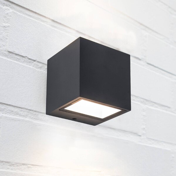 LUTEC Venkovní nástěnné svítidlo GEMINI, tmavě šedá, 9 x cm, IP54, světlo směřující, Hliník / šedá / zinek, Hliník, Moderní, Nástěnné svítidlo / světlem dolů