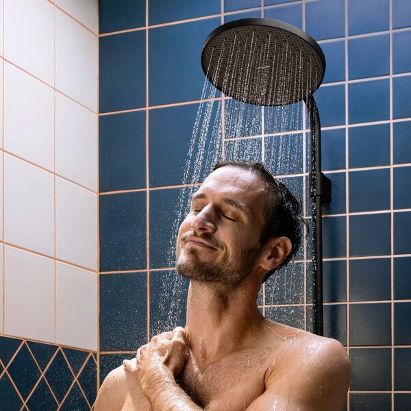 Hansgrohe Activera S - Sprchový systém Showerpipe 240 1jet se sprchovou tyčí Varia s termostatem Ecostat Fine, EcoSmart, černá matná 28078670