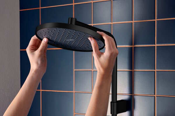 Hansgrohe Activera S - Sprchový systém Showerpipe 240 1jet se sprchovou tyčí Varia s termostatem Ecostat Fine, EcoSmart, černá matná 28078670