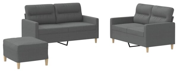 3dílná sedací souprava s poduškami tmavě šedá textil 3201577