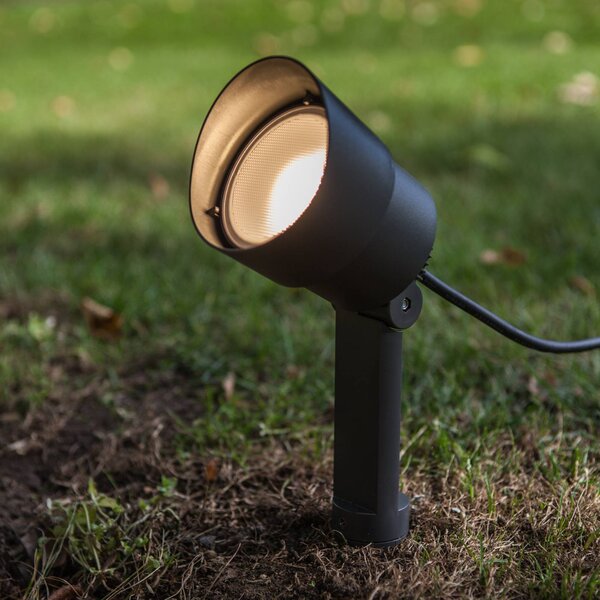 LUTEC LED zahradní bodové světlo EXPLORER, tmavě šedé, Ø 9 cm, IP54, Hliník / šedá / zinek, Hliník, Moderní