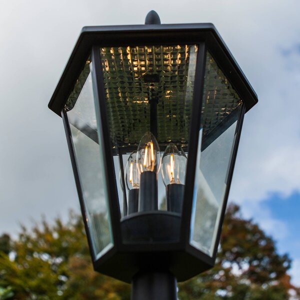LUTEC LED solární venkovní světlo LONDON, černé, výška 227 cm, IP44, Černá, Hliník, Starožitný
