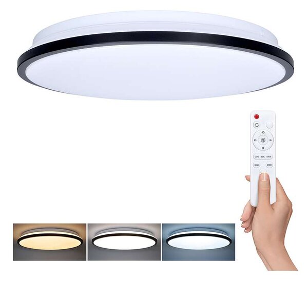 LED stropní světlo s dálkovým ovládáním Jamil nastavitelné - průměr 40 cm, černá