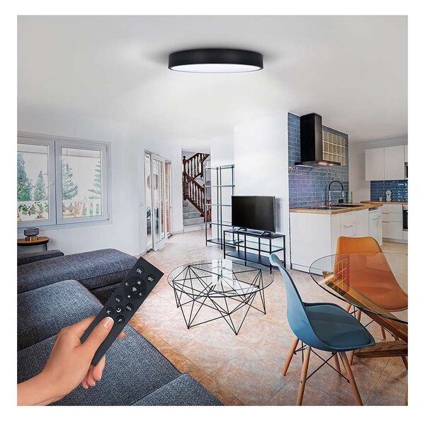 LED stropní světlo s dálkovým ovládáním Lecce nastavitelné, 2300 lm - průměr 30 cm, černá