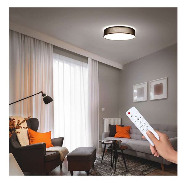 LED stropní světlo s dálkovým ovládáním Penley nastavitelné - průměr 40 cm, černá