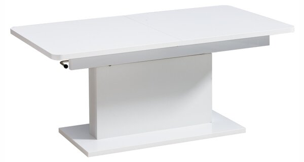 DOLMAR Jídelní/konferenční stůl rozkládací - OPTI, 126/168x70, lesklá bílá