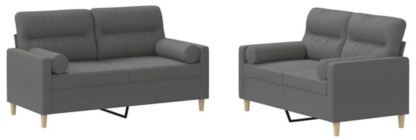 2dílná sedací souprava s polštáři tmavě šedá textil 3201585