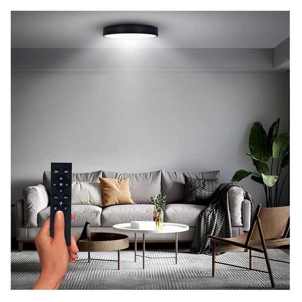 LED stropní světlo s dálkovým ovládáním Lecce nastavitelné, 2300 lm - průměr 30 cm, černá