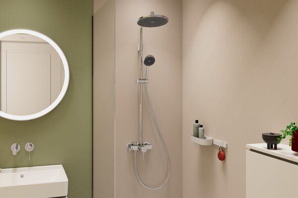 Hansgrohe Activera S - Sprchový systém Showerpipe 240 1jet se sprchovou tyčí Varia s pákovou baterií, EcoSmart, chrom 28875000