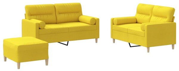 3dílná sedací souprava s polštáři světle žlutá textil 3201597