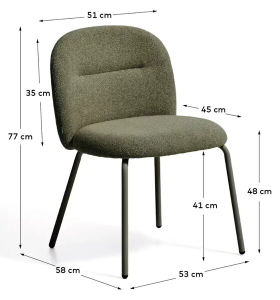 Kave Home Zelená čalouněná jídelní židle Arino