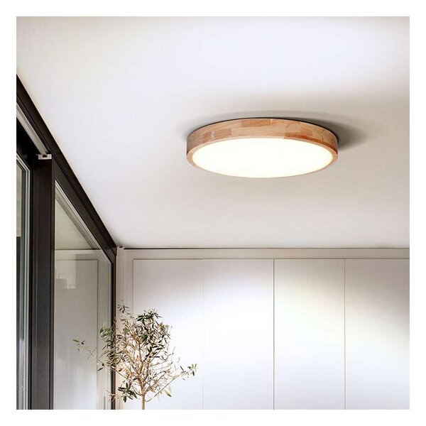 LED stropní světlo s dálkovým ovládáním Solid Oak nastavitelné - průměr 39 cm, hnědá