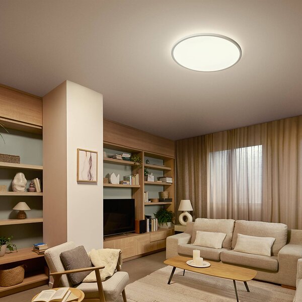 Philips LED stropní svítidlo Superslim, bílé, stmívatelné, stmívatelný, Bílá / opál, Obývací pokoj / jídelna, Plast