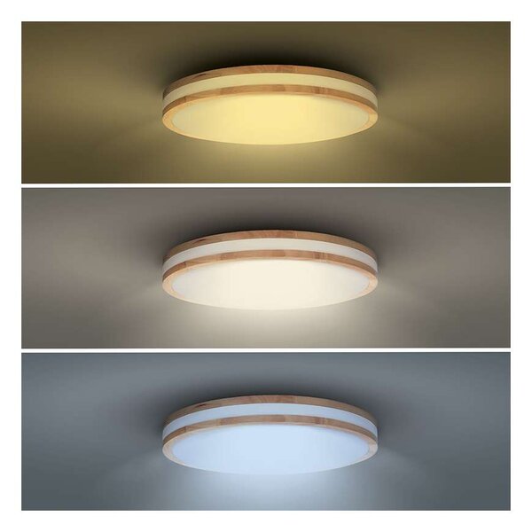 LED stropní světlo s dálkovým ovládáním Woody nastavitelné - průměr 38 cm, hnědá