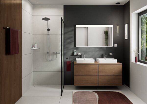 Hansgrohe Activera S - Sprchový systém Showerpipe 240 1jet se sprchovou tyčí Varia, EcoSmart, chrom 28074000