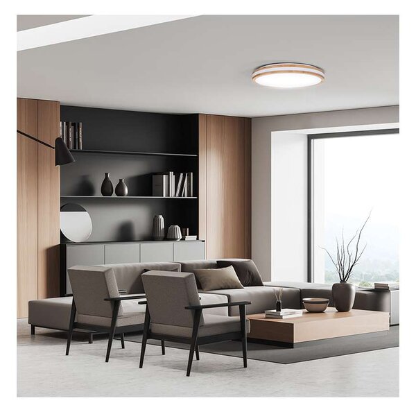 LED stropní světlo s dálkovým ovládáním Woody nastavitelné - průměr 38 cm, hnědá