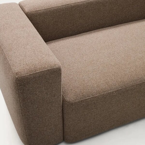 Kave Home Hnědá rohová pohovka Blok 240 cm, pravá