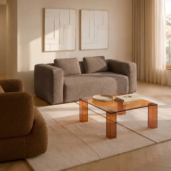 Kave Home Hnědá dvoumístná pohovka Blok 210 cm