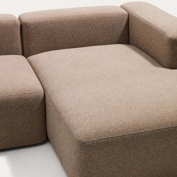 Kave Home Hnědá rohová pohovka Blok 300 cm, pravá