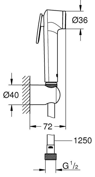 GROHE Tempesta-F Trigger Spray 30 - Set s držákem na zeď, 1 proud, kartáčovaný Hard Graphite 27513AL1