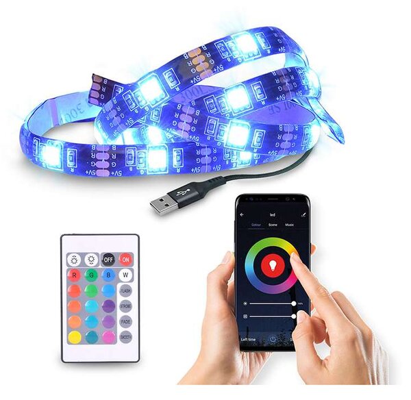 LED světelný pásek WM58 RGB pro TV s WiFi, 4x 50 cm, vícebarevná